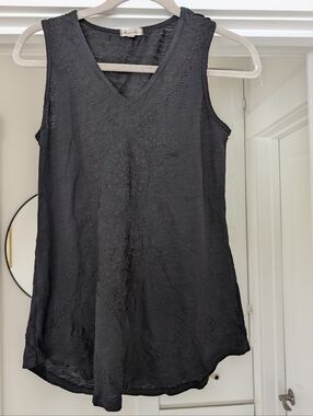 Mod-O-Doc Black Cotton Tank Top With Design XS